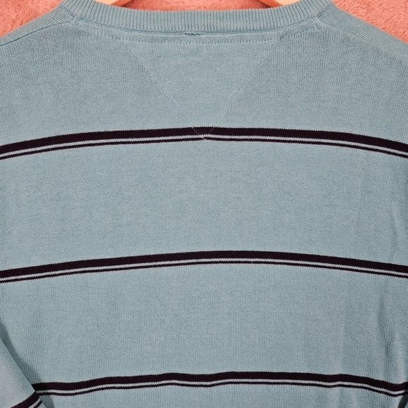 NWT Tommy Hilfiger Golf Style Sweater V-Neck Blue Black Stripes Men's Size L - Picture 9 of 10